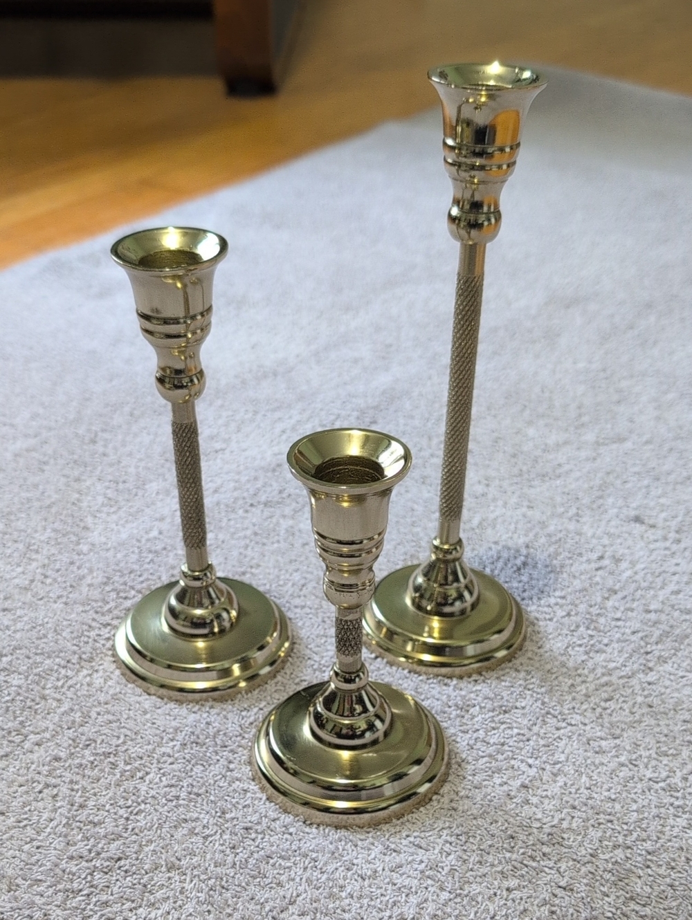 Gold Finish Taper Candlestick Holders - Set of 3